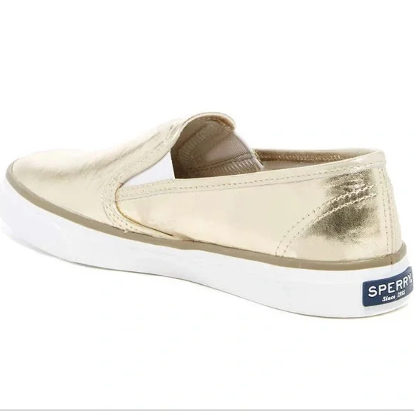 Sperry Gold Women's Slip On Sneakers - Picture 2 of 6